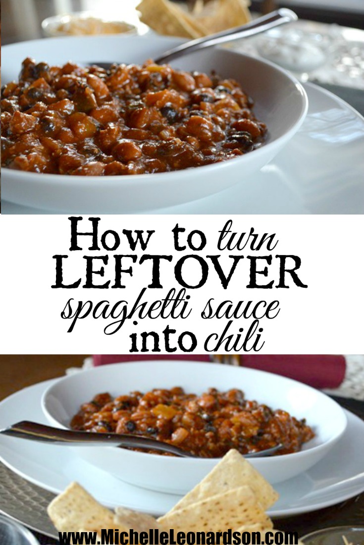 Out of freezer space for your leftover spaghetti sauce? Try something new and turn it into chili! It's SO easy and delicious!